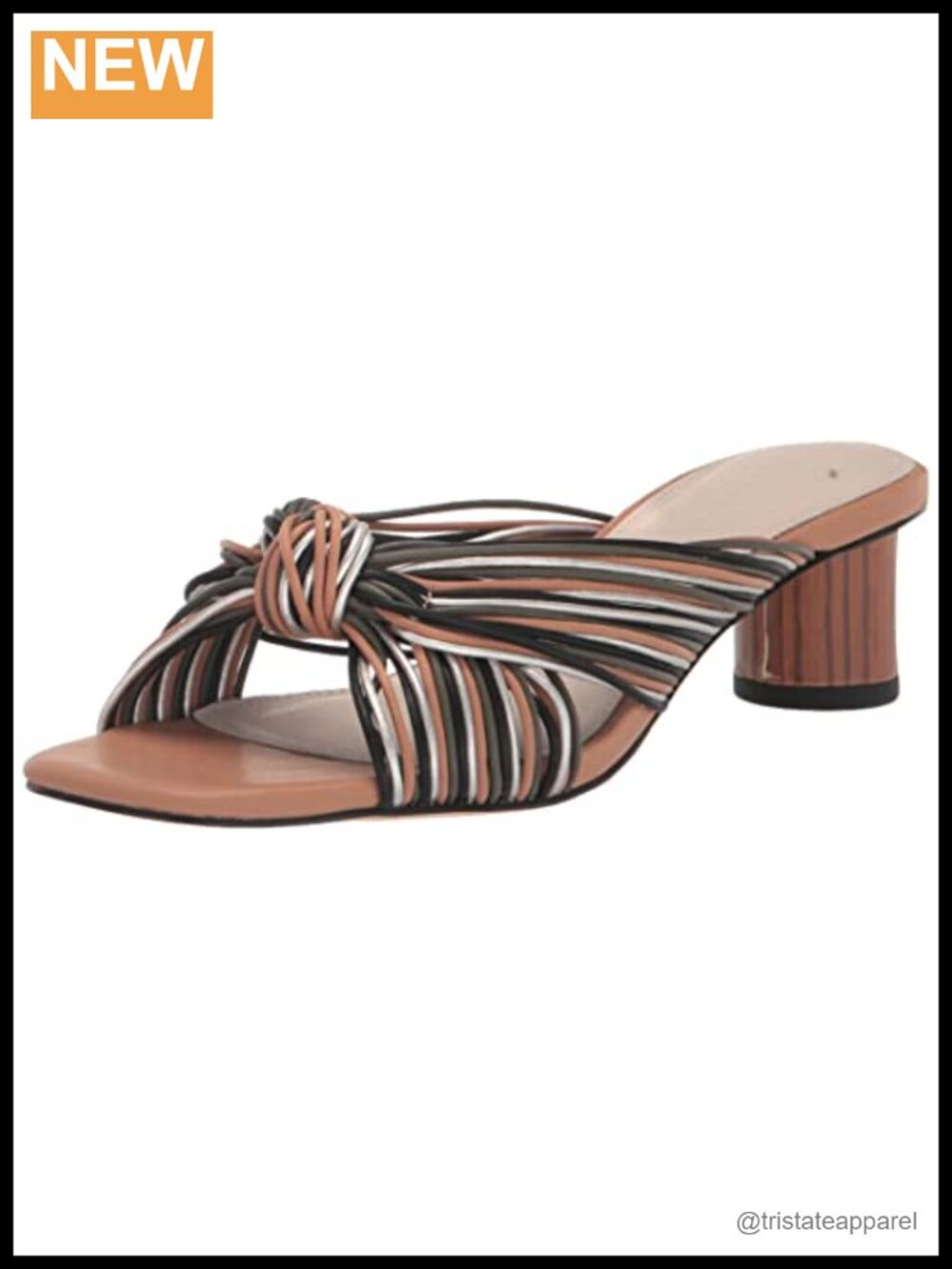 Kitten Heel Sandals Leather Slide with Memory Foam and Ankle Strap